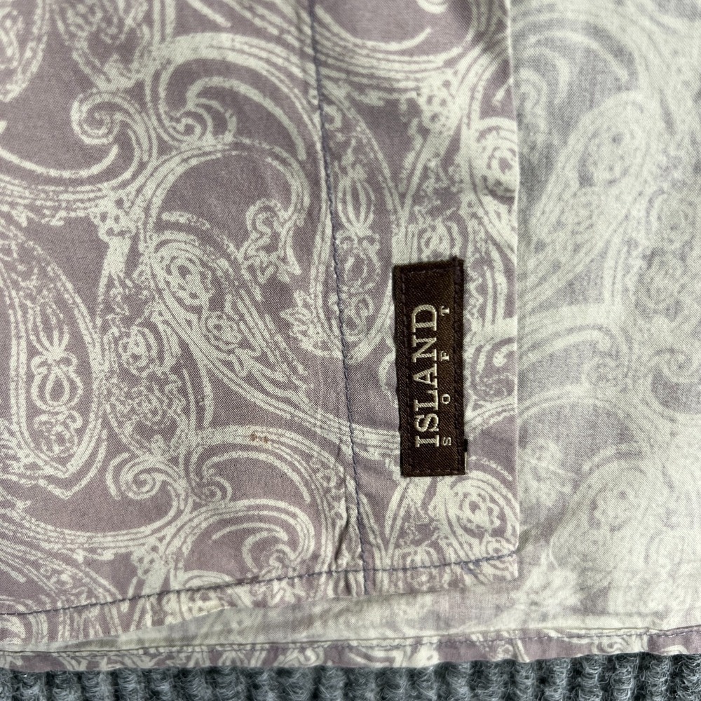 Tommy Bahama Island Soft Shirt Mens Large Purple Beige Paisley Button Up Casual - Picture 11 of 14